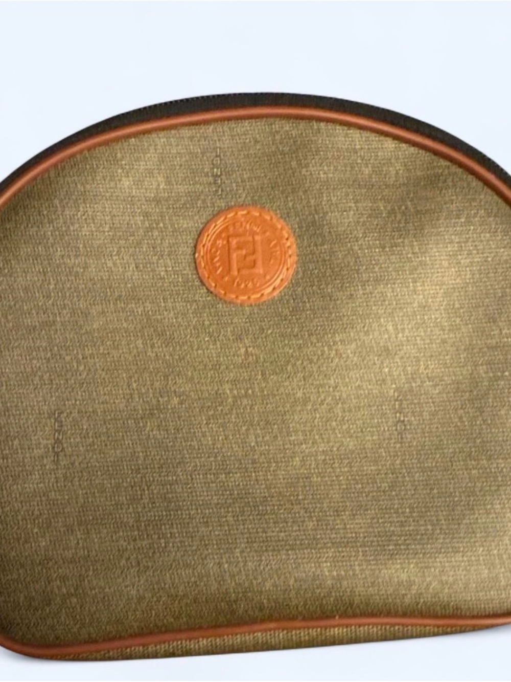 Fendi Olive Canvas and Tan Leather Pouch PROJECT pls see all pictures